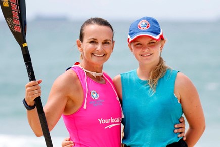 Surf Life Saving NSW volunteer Willow Forsyth, with her daughter